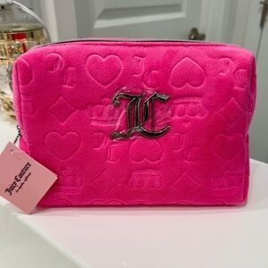 New Juicy Couture Hot Pink Velour Travel Makeup Bag